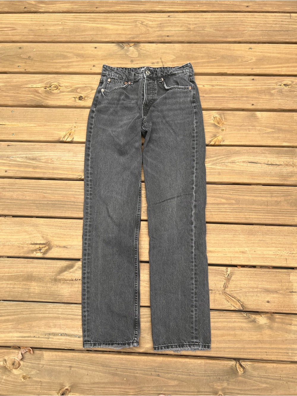 Zara Washed Charcoal Straight-Leg Jeans